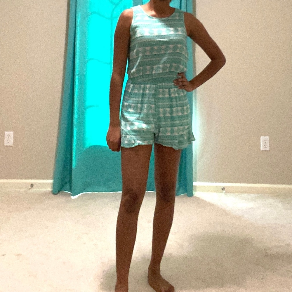 Francesca's Green Patterned Romper